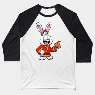 Cute Rabbit Holding Mandarin Baseball T-Shirt